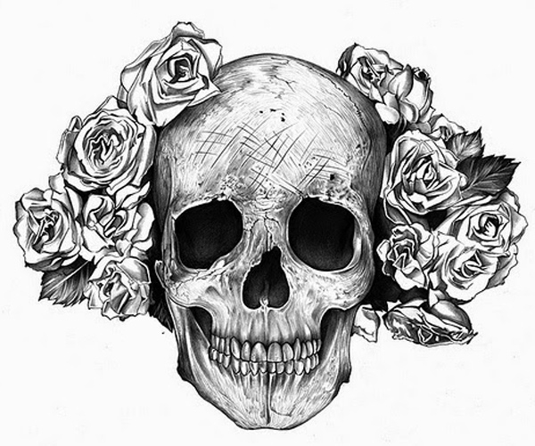 Skull and rose