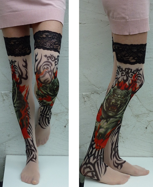 Tattoo socks benen 