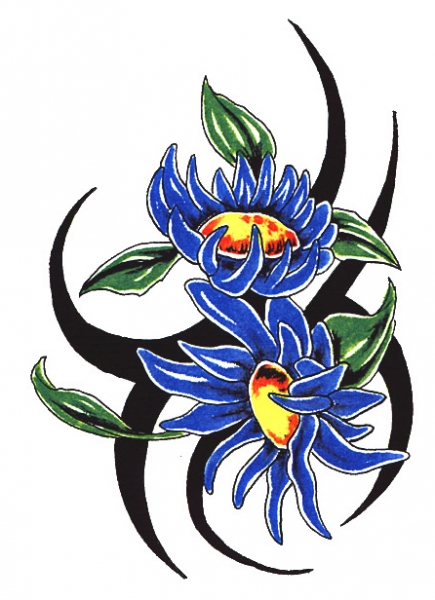 Tribal Bloemen Blauw