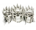  Skulls Zwartwit tattoo voorbeeld Niet spreken, niet zien, niet horen