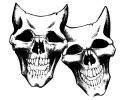  Skulls Zwartwit tattoo voorbeeld Lachende Skulls