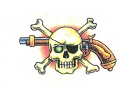  Skulls Kleur tattoo voorbeeld Skull Pistool