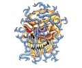  Skulls Kleur tattoo voorbeeld Skull Doornen