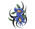  Bloemen tattoo voorbeeld Tribal Bloemen Blauw